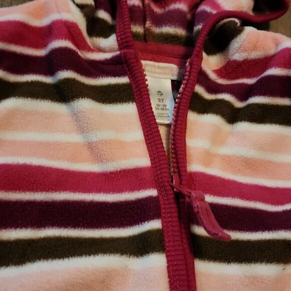 𝅺old NAVY Colorful Pink and Purple Striped Fleece Zip-Up Hoodie - Picture 2 of 3